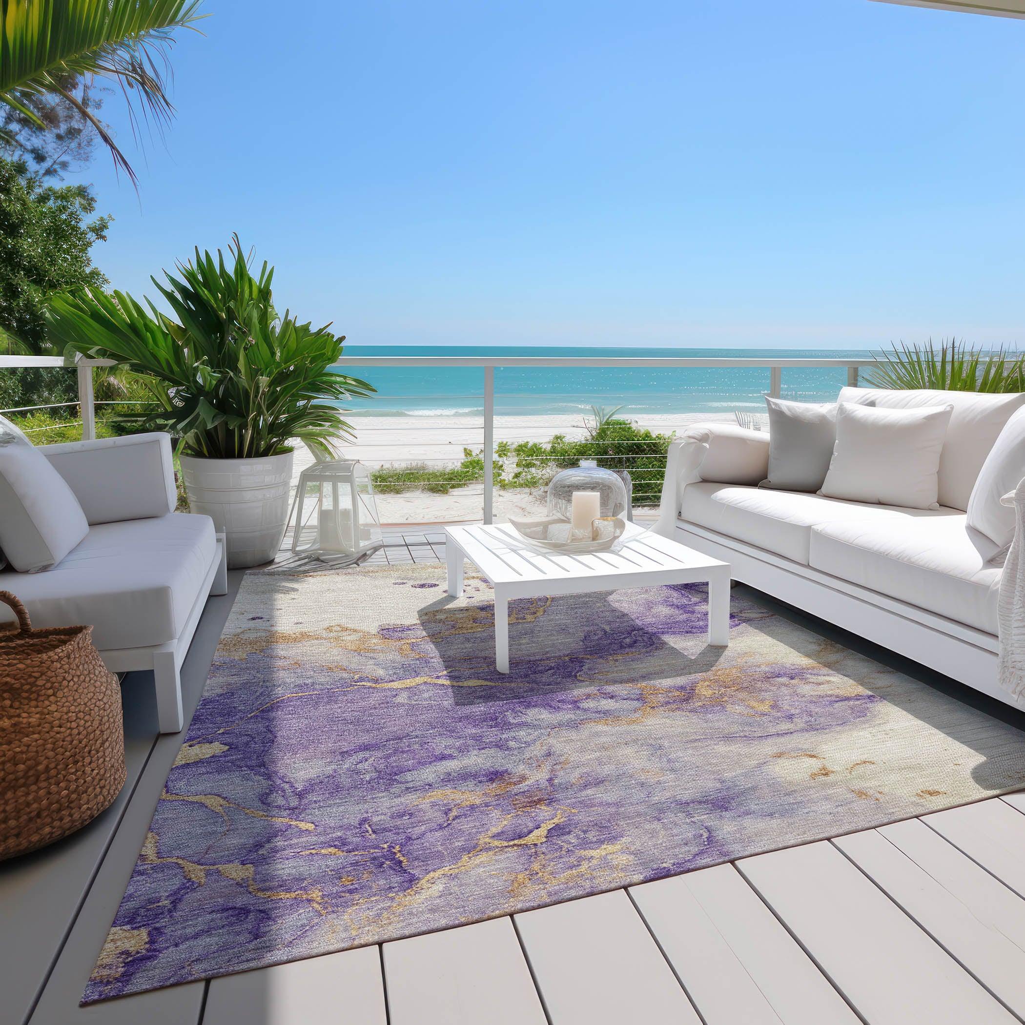 Addison Rugs Oelara Purple Washable Indoor-Outdoor Rug