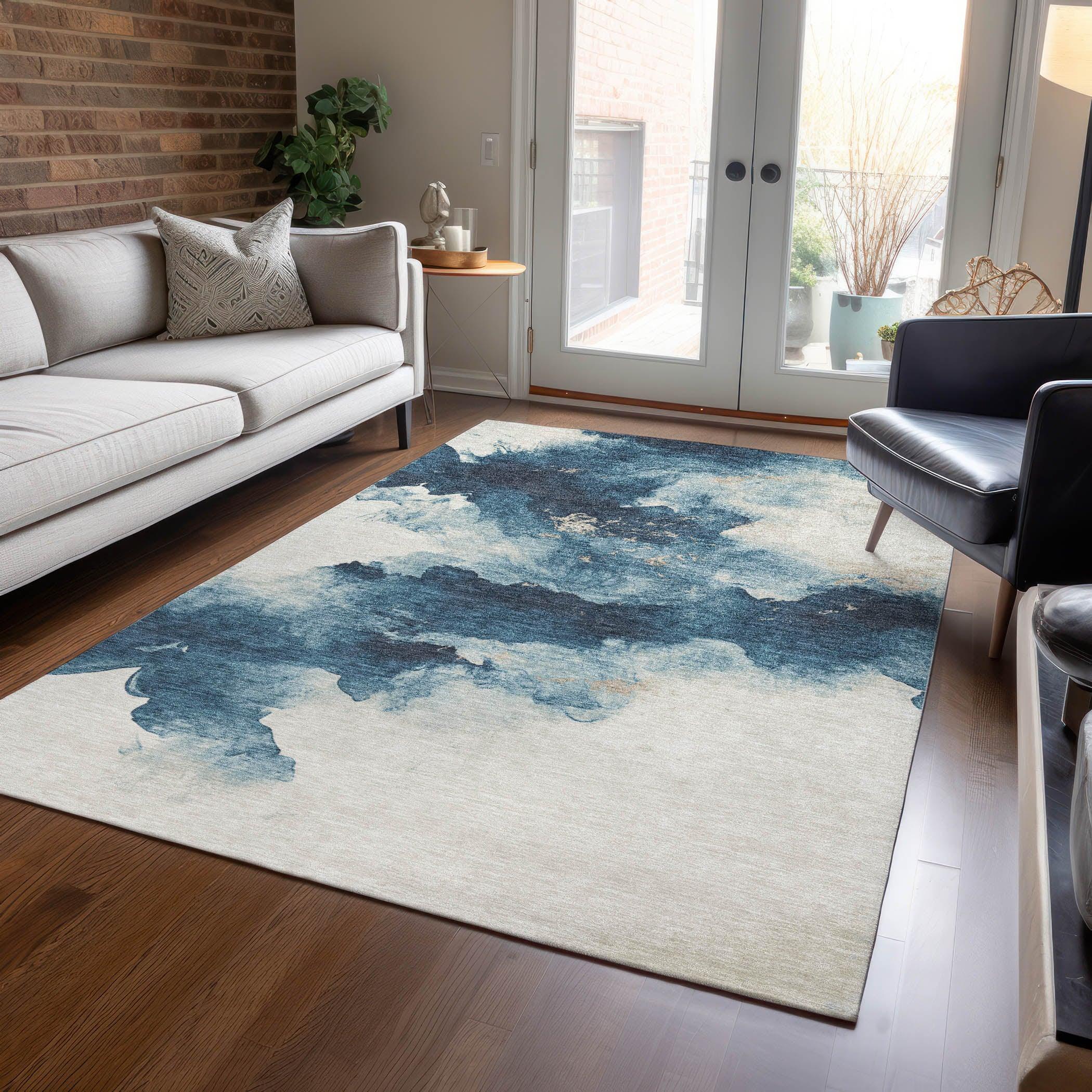 Addison Rugs Oelir Blue Washable Indoor-Outdoor Rug