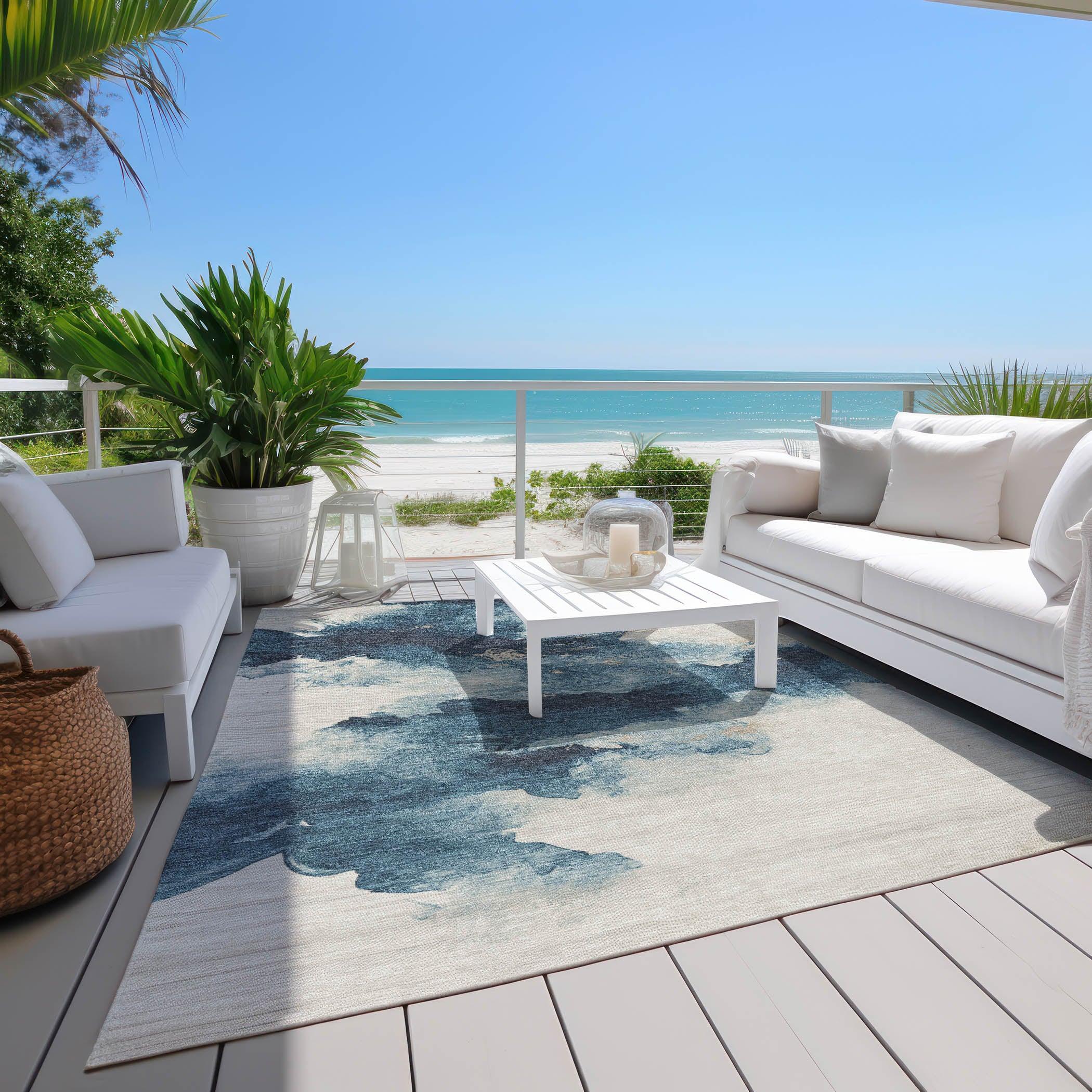 Addison Rugs Oelir Blue Washable Indoor-Outdoor Rug