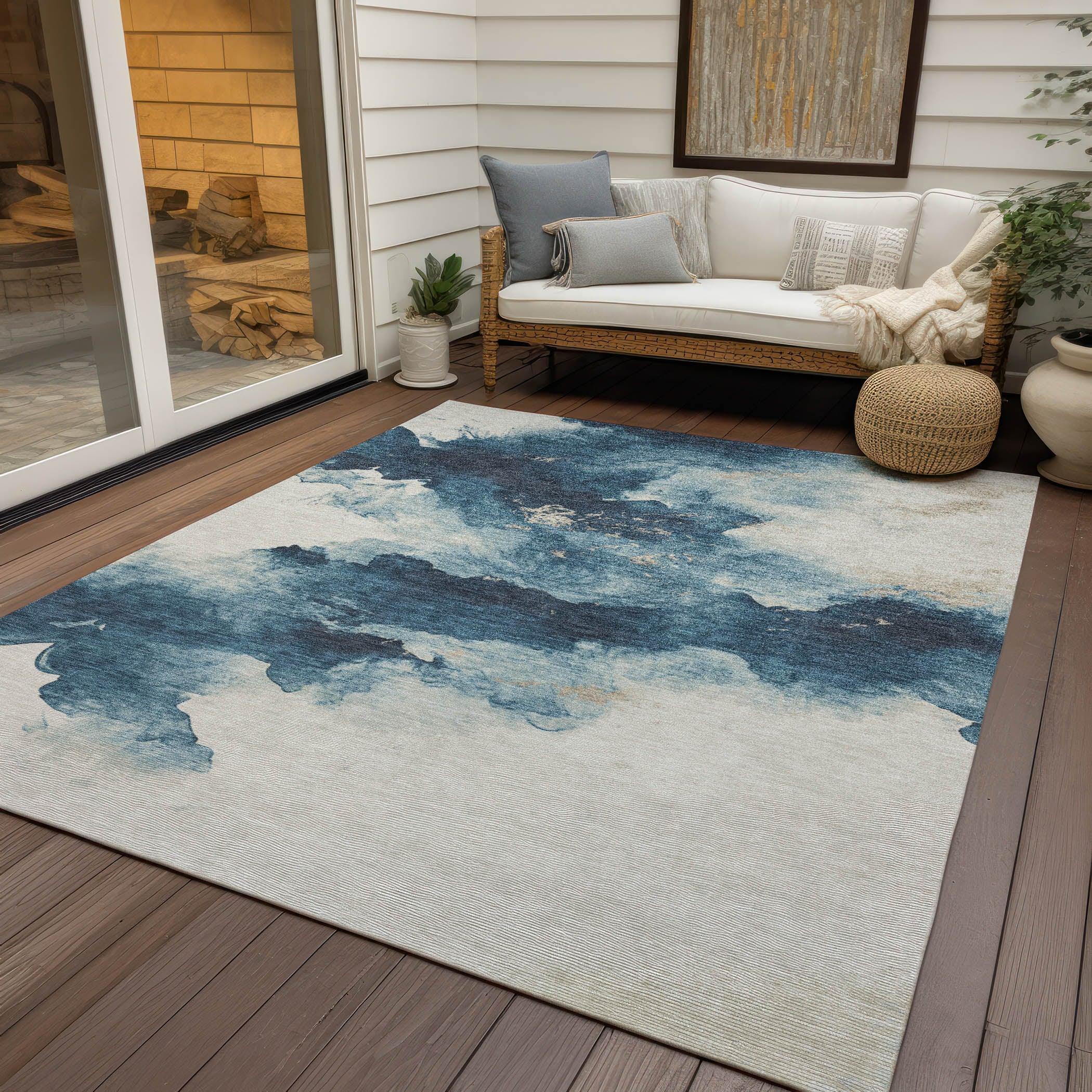 Addison Rugs Oelir Blue Washable Indoor-Outdoor Rug