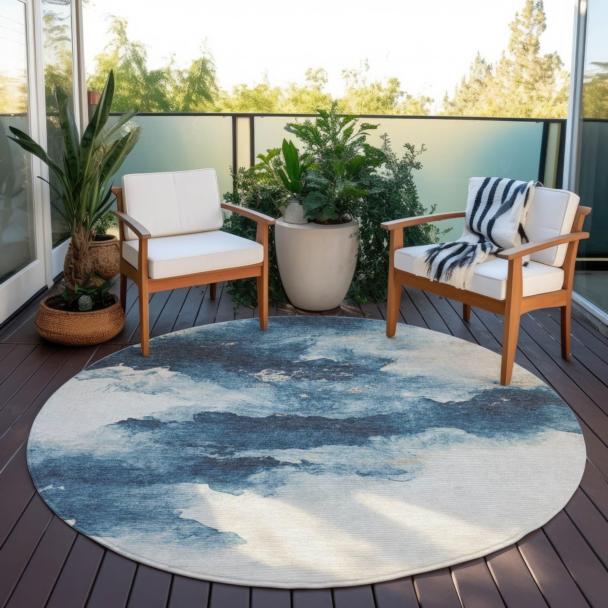 Addison Rugs Oelir Blue Washable Indoor-Outdoor Rug