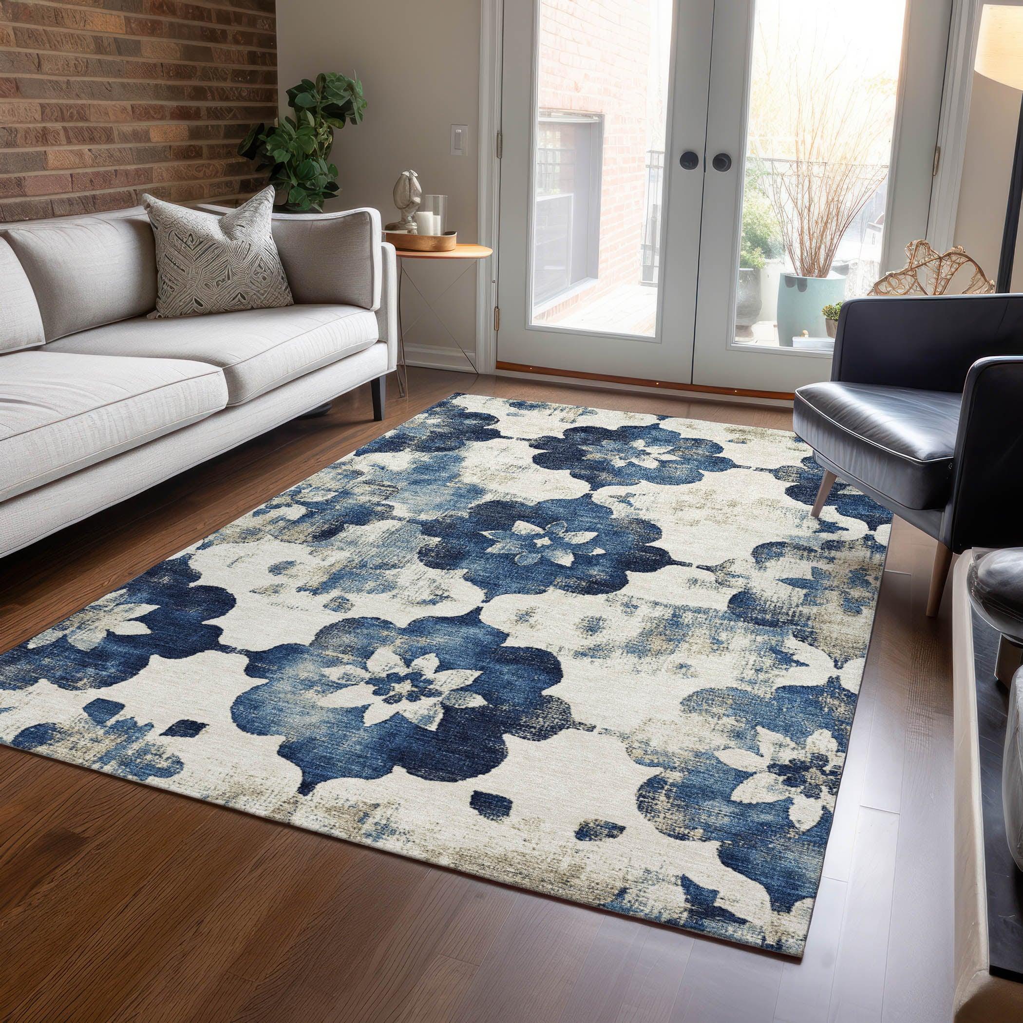 Addison Rugs Oelira Blue Washable Indoor-Outdoor Rug