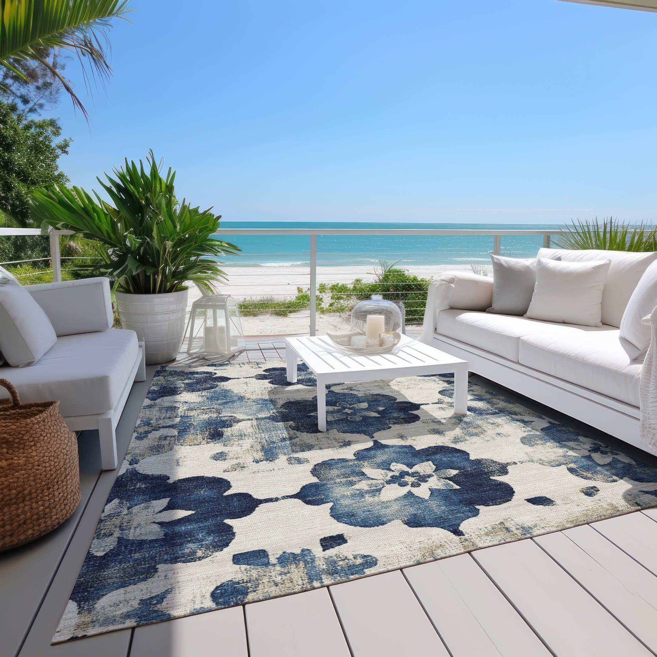 Addison Rugs Oelira Blue Washable Indoor-Outdoor Rug
