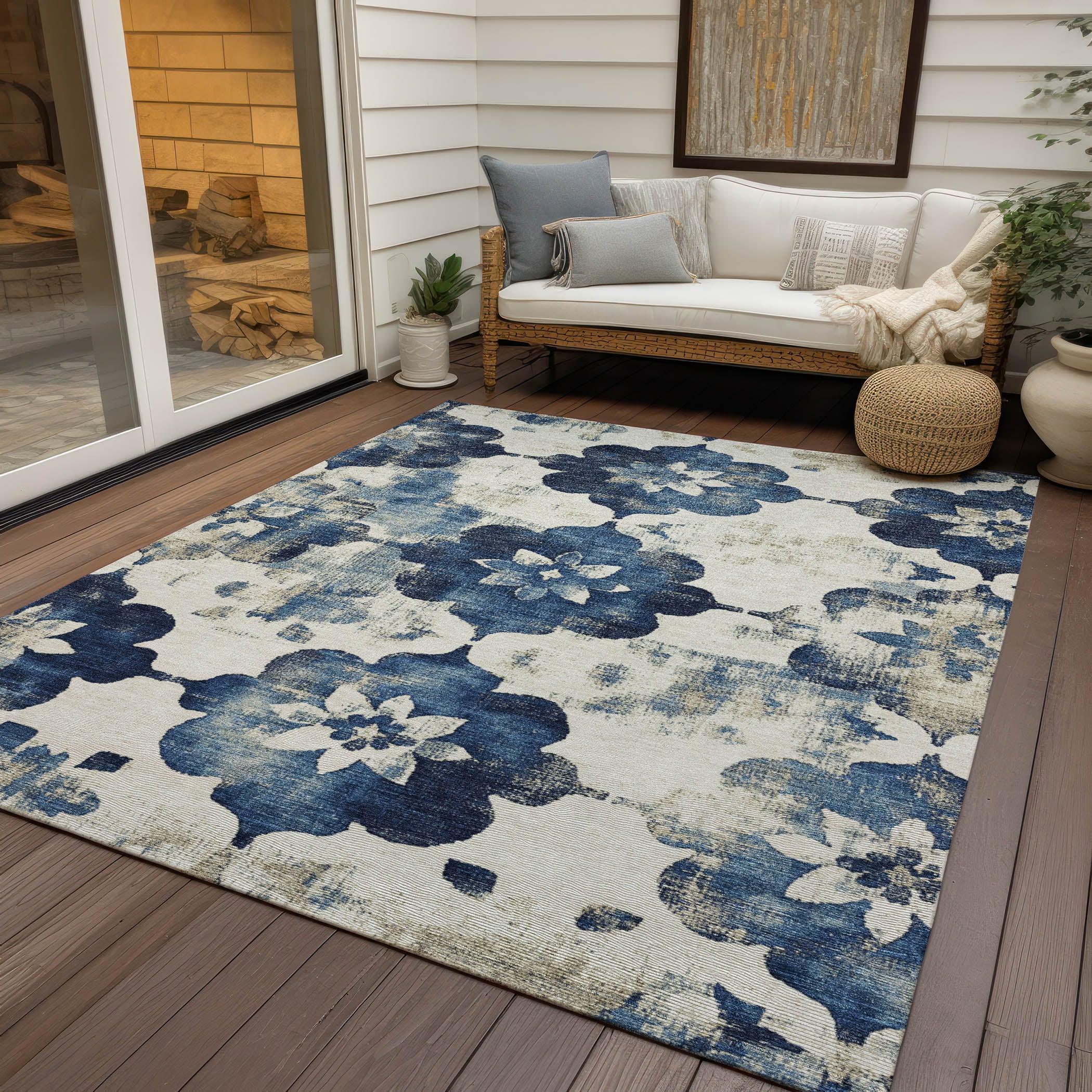 Addison Rugs Oelira Blue Washable Indoor-Outdoor Rug