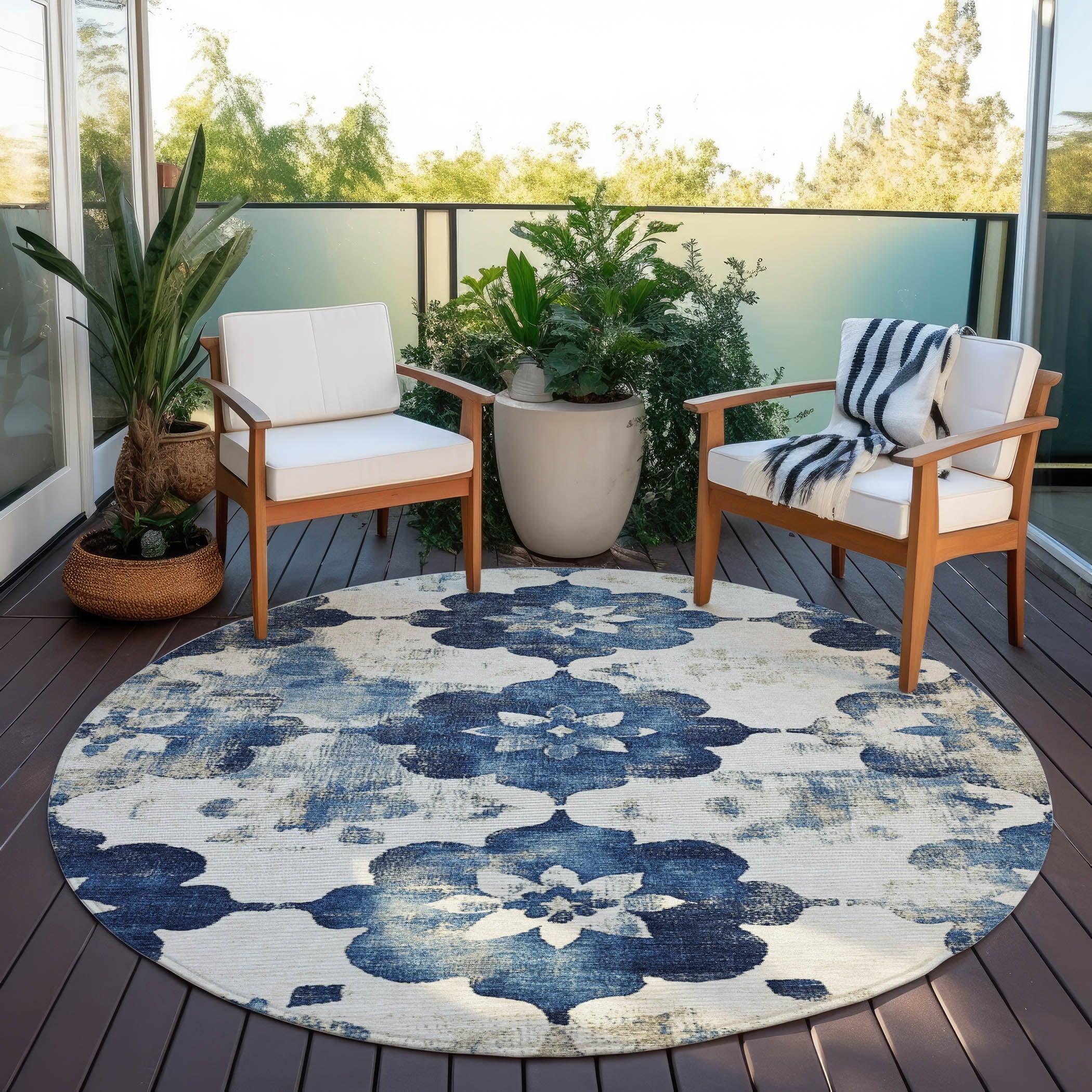 Addison Rugs Oelira Blue Washable Indoor-Outdoor Rug