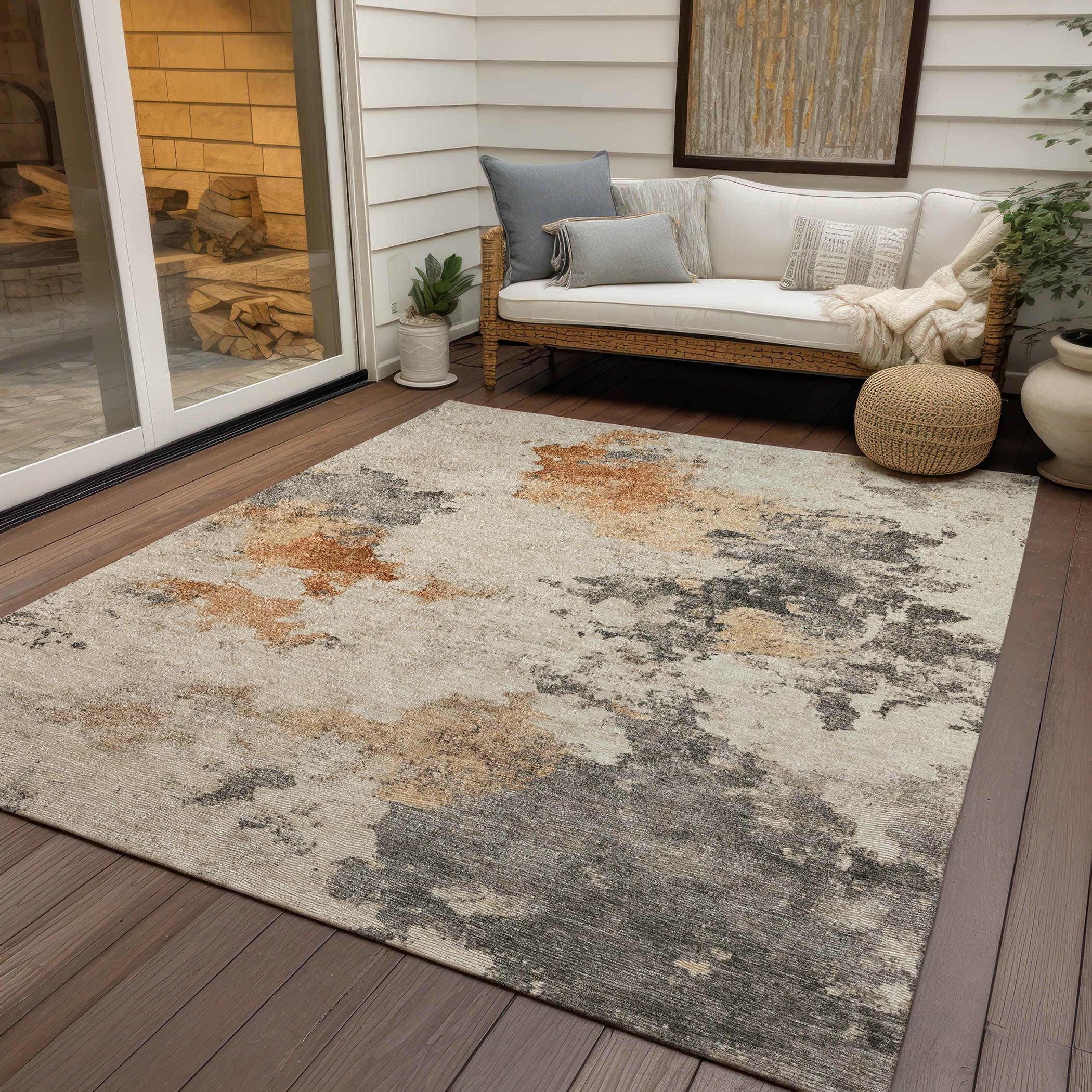 Addison Rugs Oelius Orange Washable Indoor-Outdoor Rug