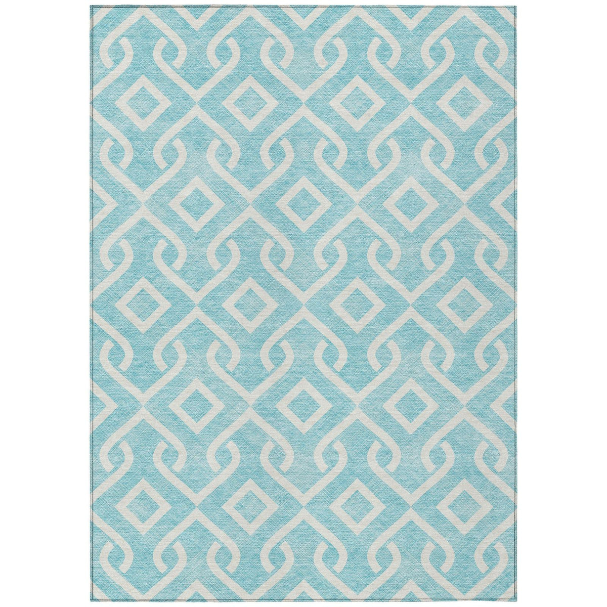 Addison Rugs Offset Stripes Aqua Washable Indoor-Outdoor Rug