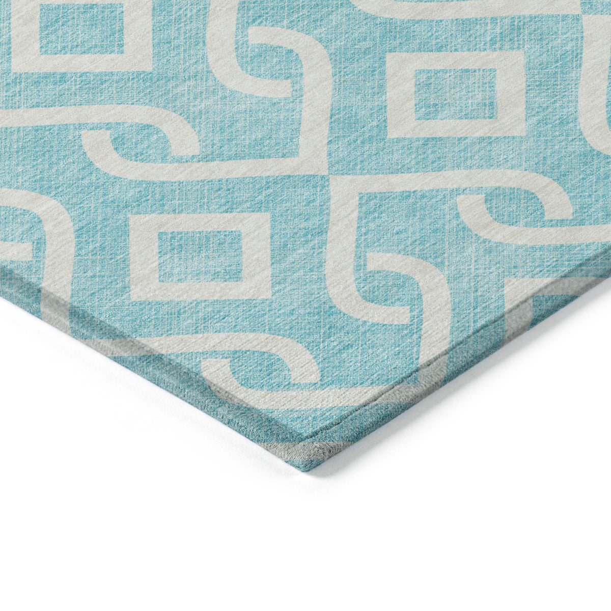 Addison Rugs Offset Stripes Aqua Washable Indoor-Outdoor Rug