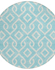 Addison Rugs Offset Stripes Aqua Washable Indoor-Outdoor Rug