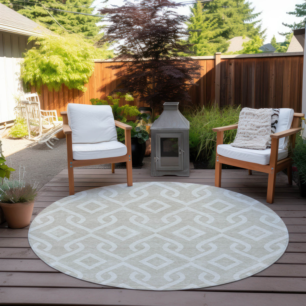 Addison Rugs Offset Stripes Beige Washable Indoor-Outdoor Rug