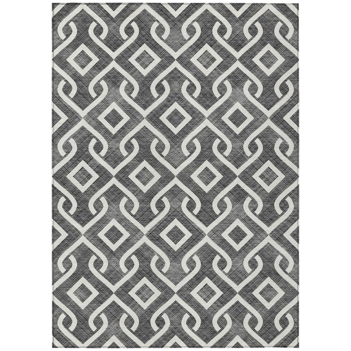 Addison Rugs Offset Stripes Black Washable Indoor-Outdoor Rug
