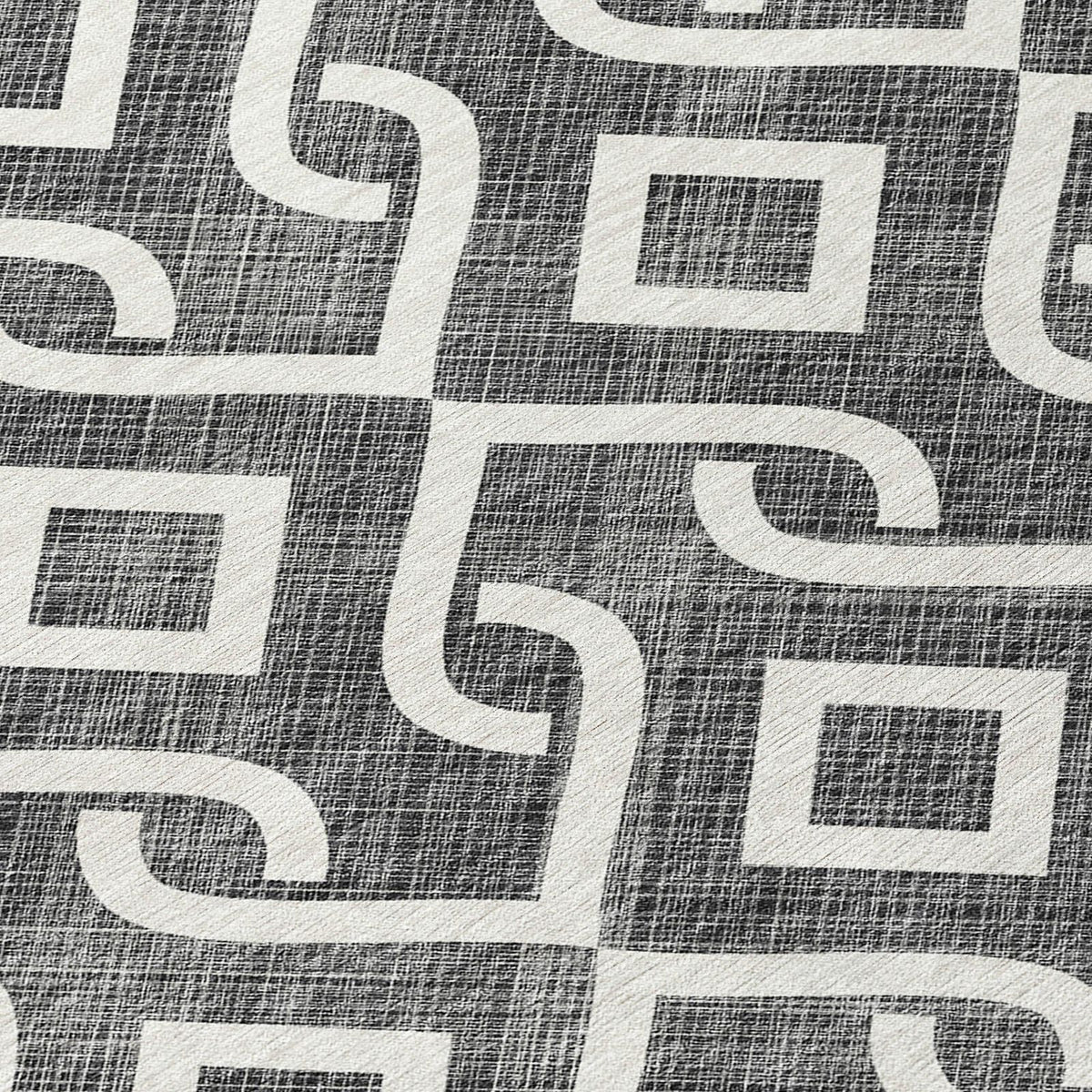 Addison Rugs Offset Stripes Black Washable Indoor-Outdoor Rug