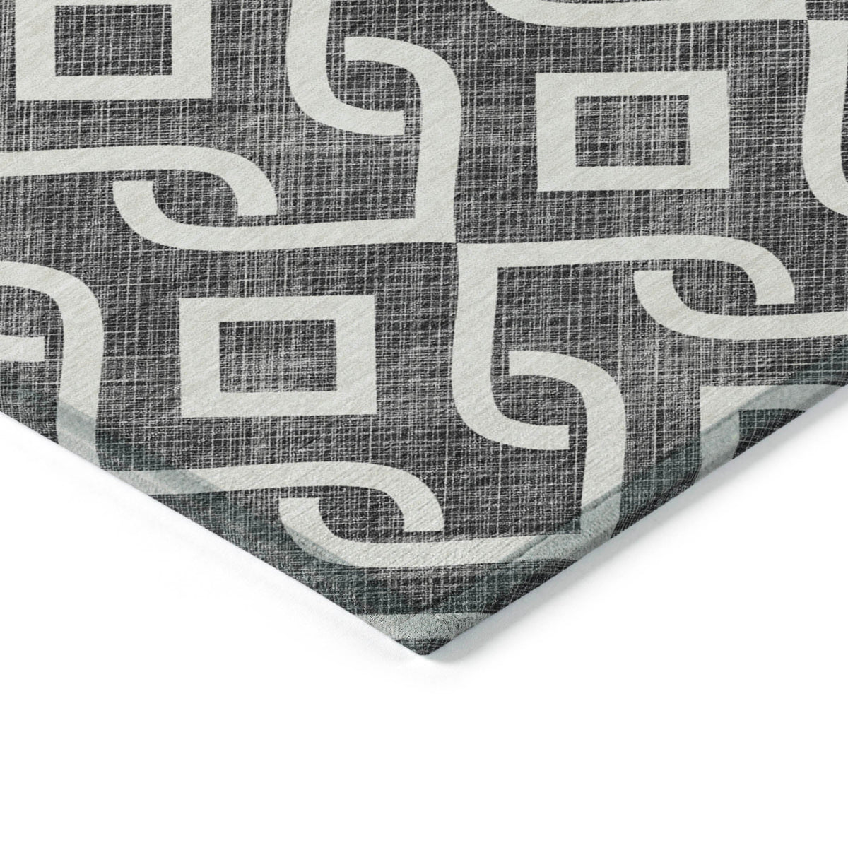 Addison Rugs Offset Stripes Black Washable Indoor-Outdoor Rug