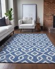 Addison Rugs Offset Stripes Blue Washable Indoor-Outdoor Rug