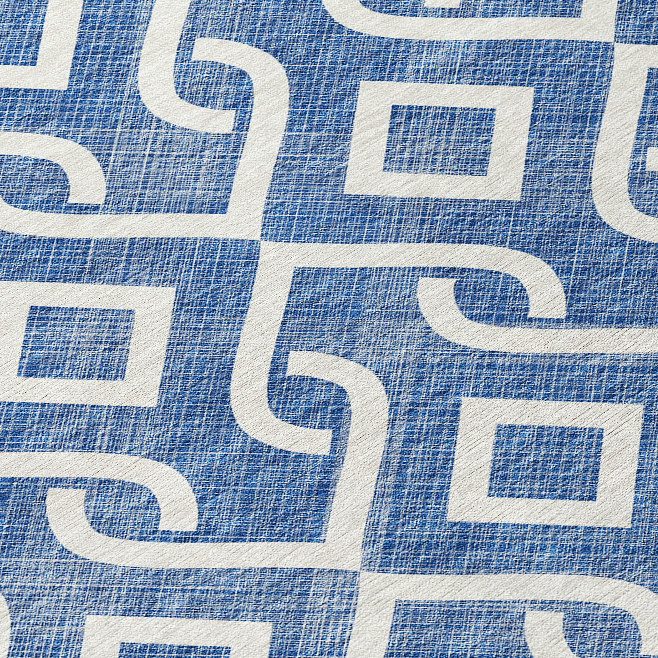 Addison Rugs Offset Stripes Blue Washable Indoor-Outdoor Rug