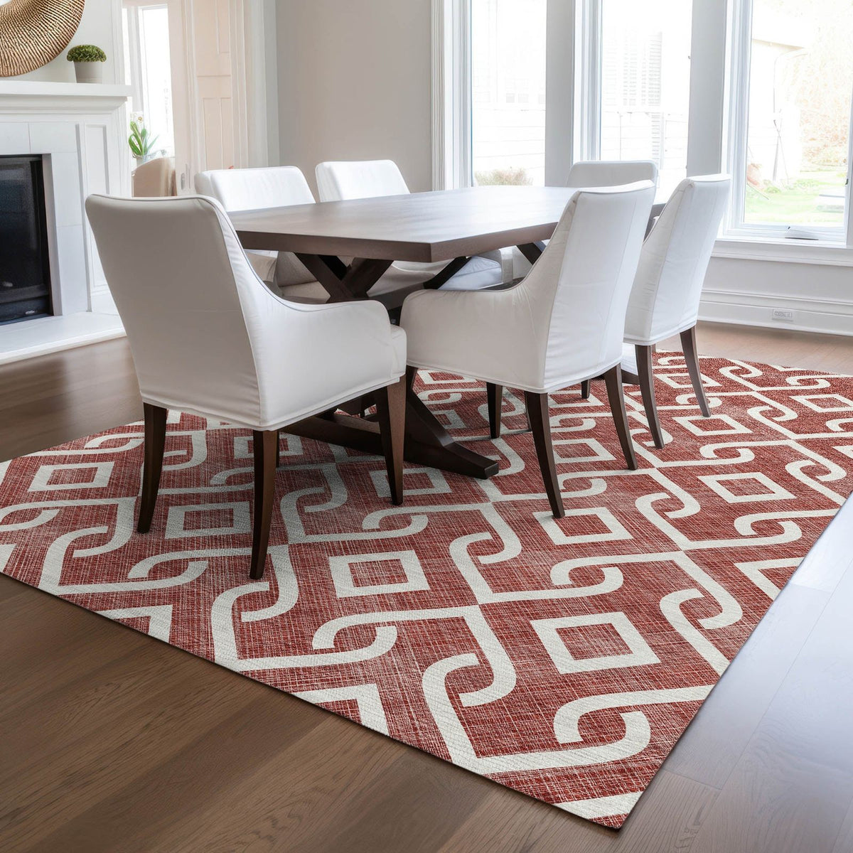 Addison Rugs Offset Stripes Burgundy Washable Indoor-Outdoor Rug