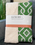 Addison Rugs Offset Stripes Emerald Indoor-Outdoor Rug with Matching Throw