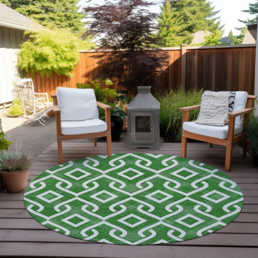 Addison Rugs Offset Stripes Emerald Indoor-Outdoor Rug with Matching Throw