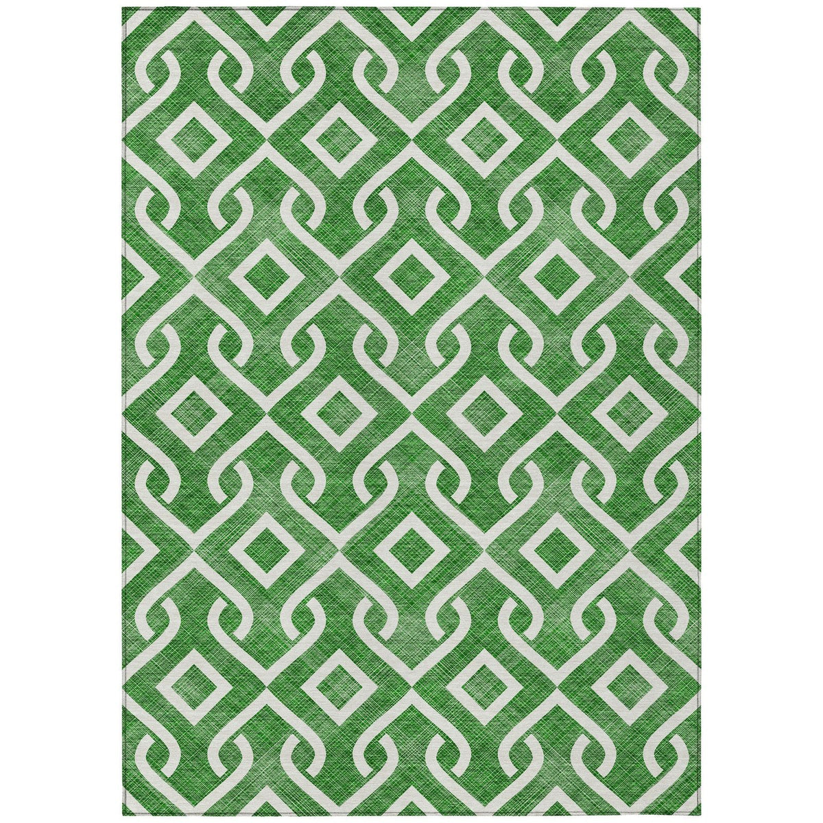 Addison Rugs Offset Stripes Emerald Washable Indoor-Outdoor Rug