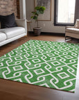 Addison Rugs Offset Stripes Emerald Indoor-Outdoor Rug with Matching Throw