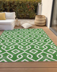 Addison Rugs Offset Stripes Emerald Indoor-Outdoor Rug with Matching Throw