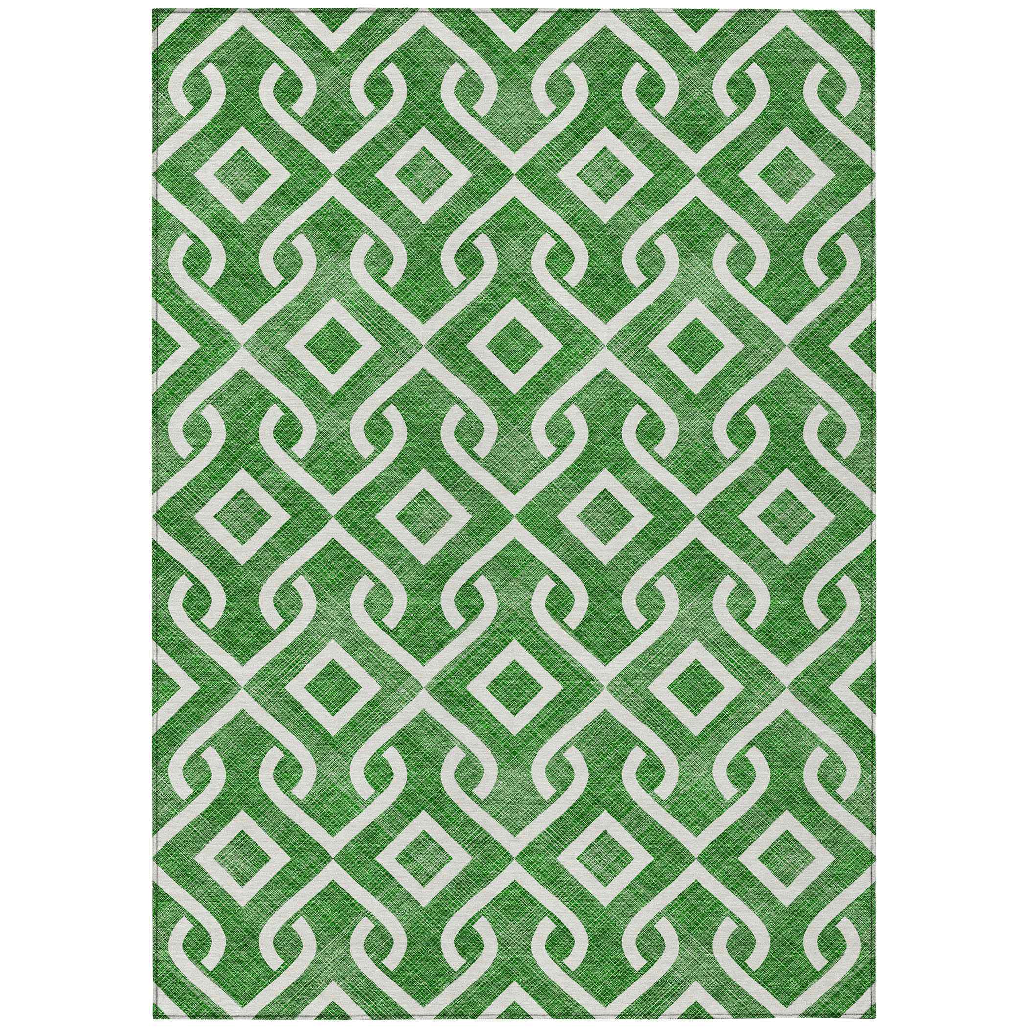 Addison Rugs Offset Stripes Emerald Indoor-Outdoor Rug with Matching Throw
