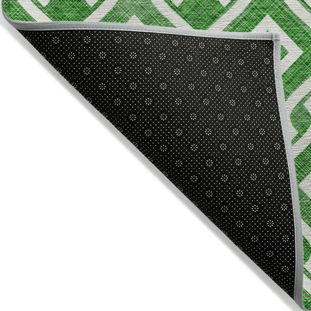 Addison Rugs Offset Stripes Emerald Washable Indoor-Outdoor Rug
