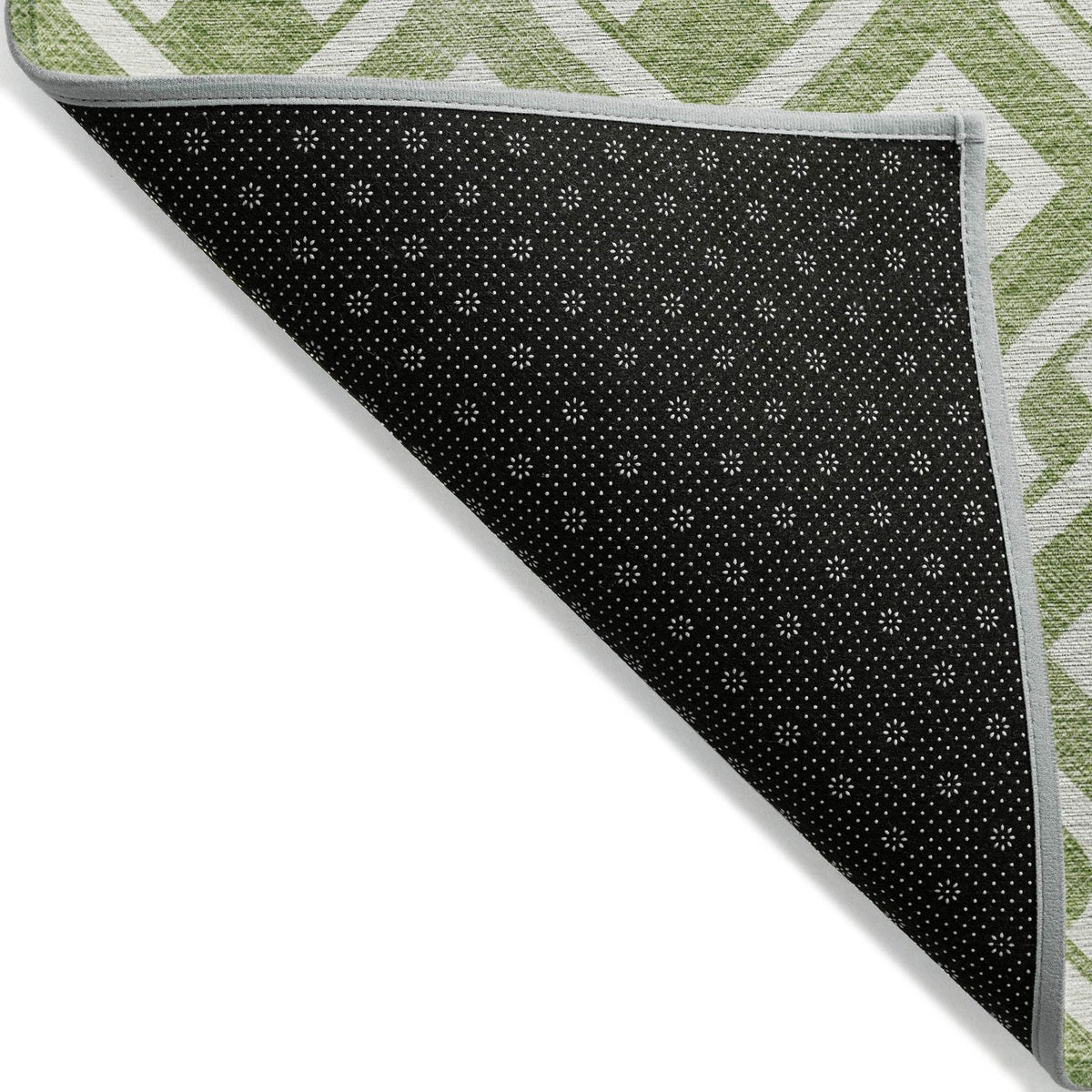Addison Rugs Offset Stripes Green Washable Indoor-Outdoor Rug