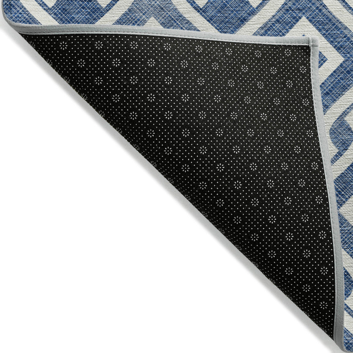 Addison Rugs Offset Stripes Navy Washable Indoor-Outdoor Rug