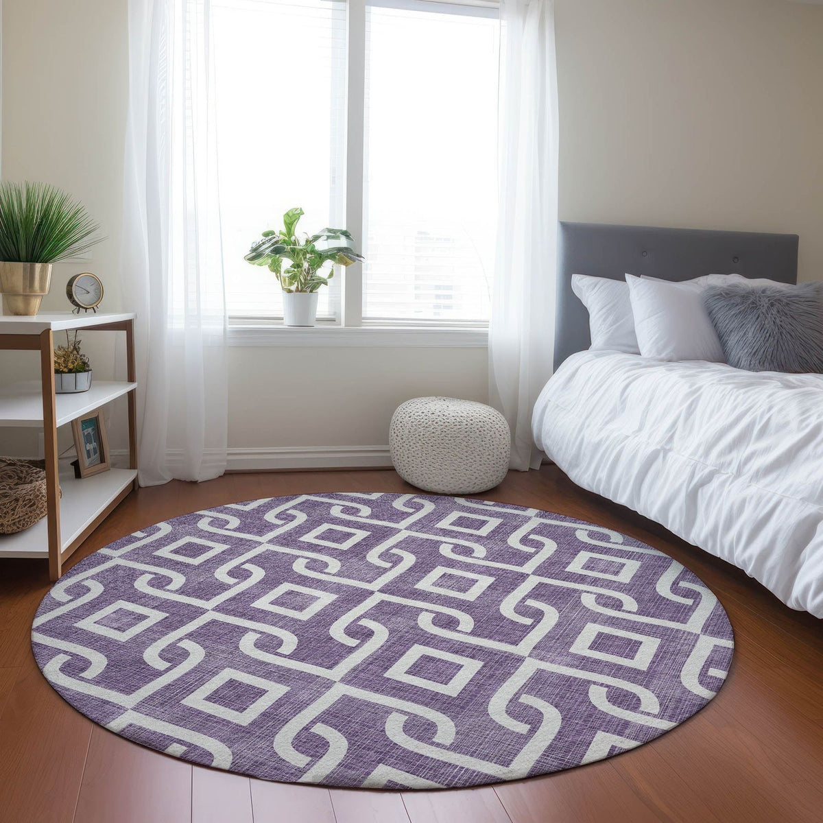 Addison Rugs Offset Stripes Purple Washable Indoor-Outdoor Rug