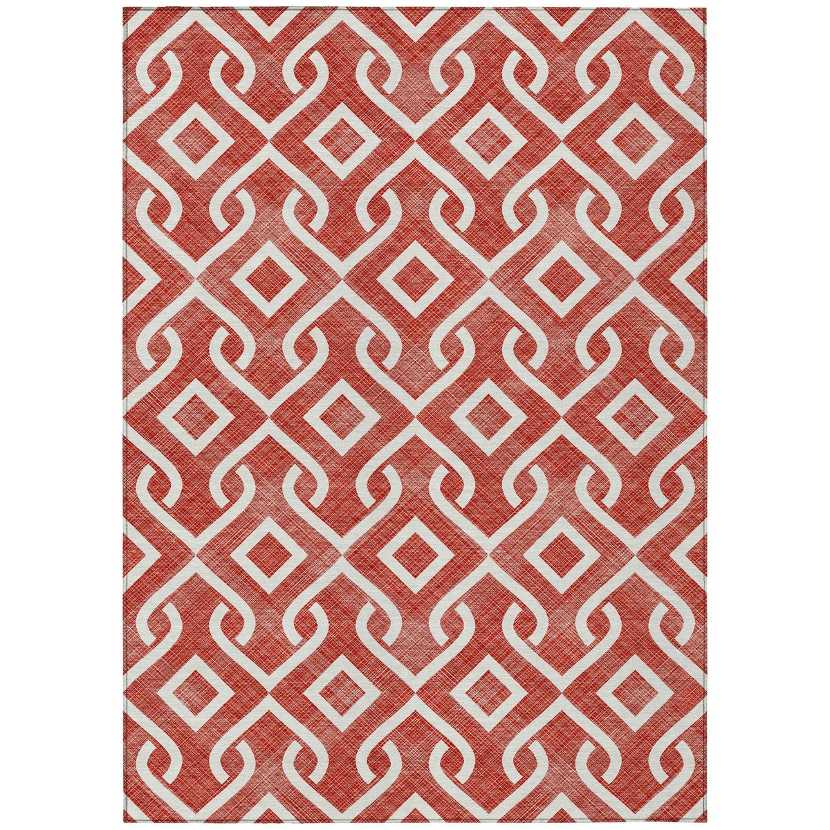 Addison Rugs Offset Stripes Red Washable Indoor-Outdoor Rug