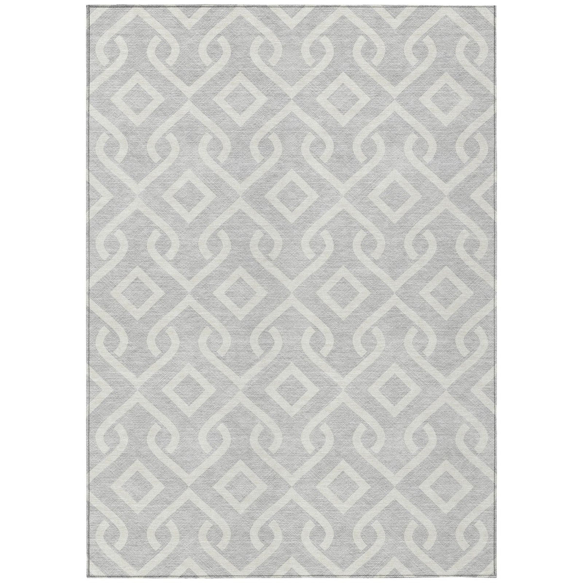 Addison Rugs Offset Stripes Silver Washable Indoor-Outdoor Rug