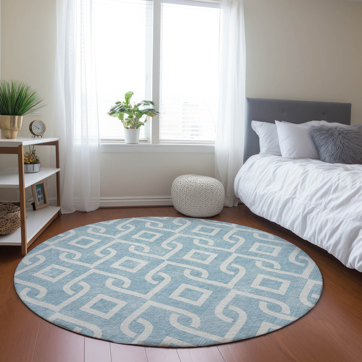 Addison Rugs Offset Stripes Sky Washable Indoor-Outdoor Rug
