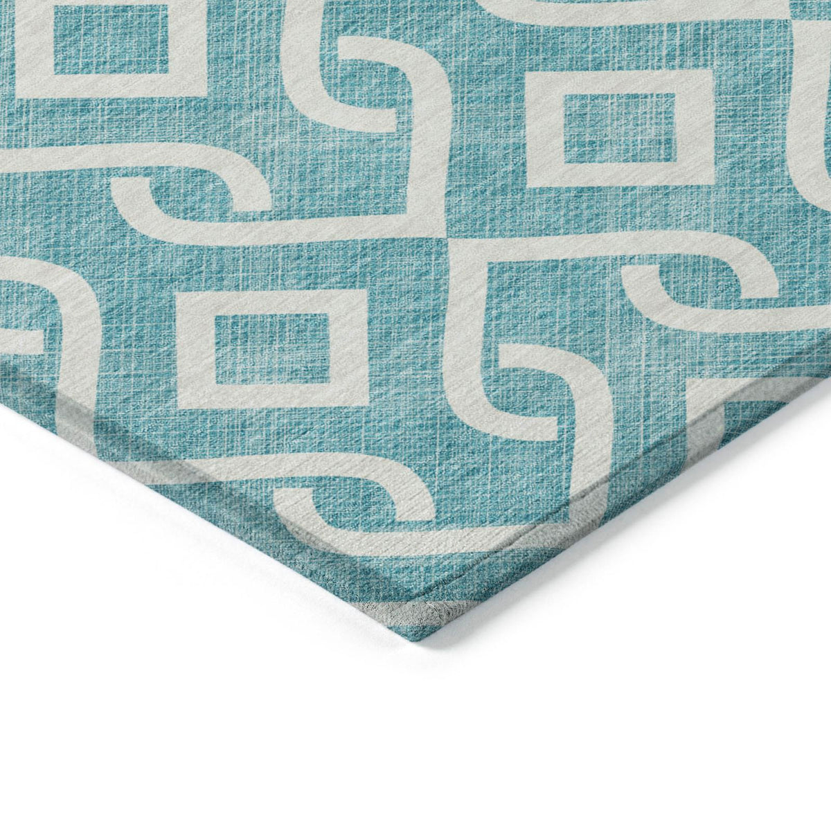 Addison Rugs Offset Stripes Teal Washable Indoor-Outdoor Rug