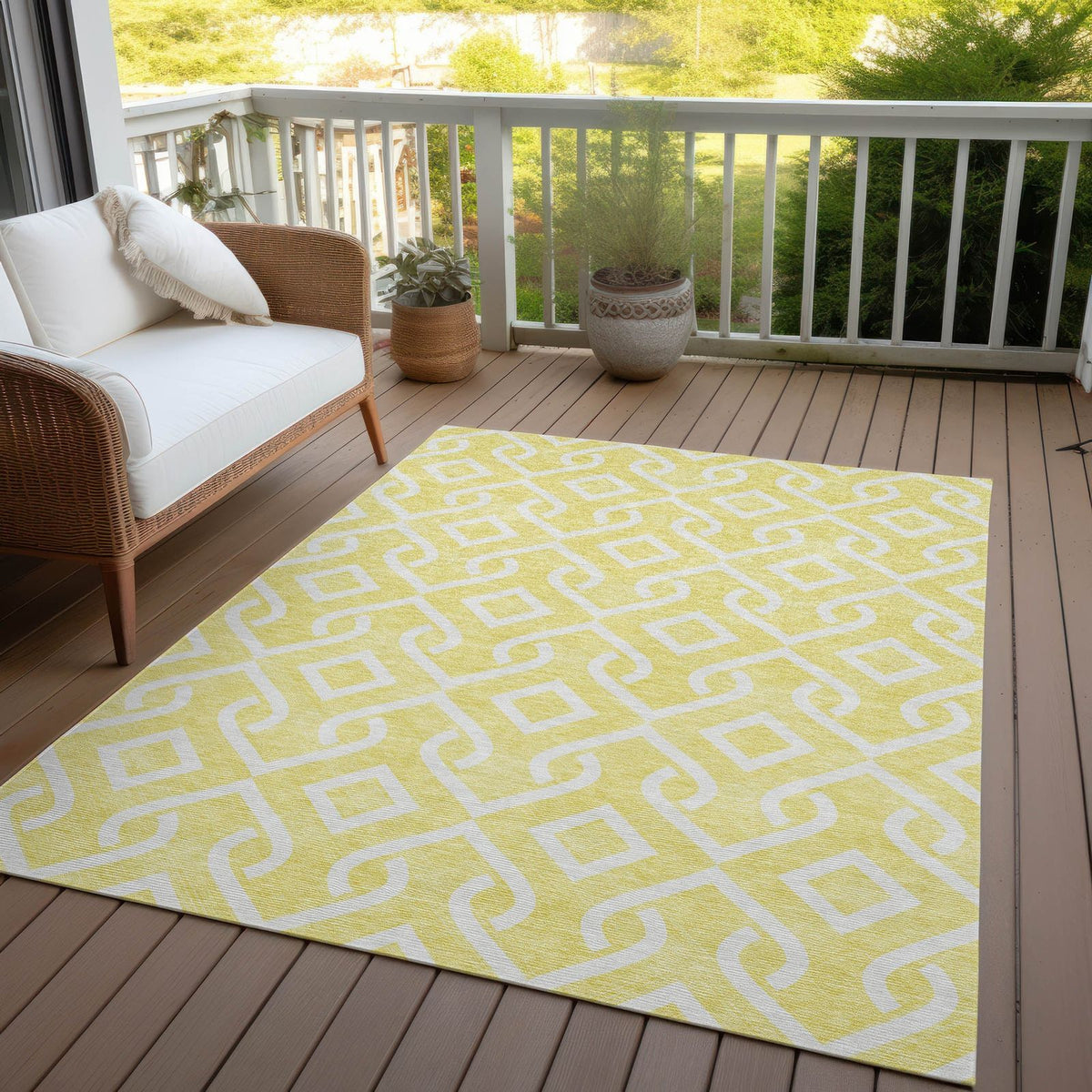 Addison Rugs Offset Stripes Yellow Washable Indoor-Outdoor Rug