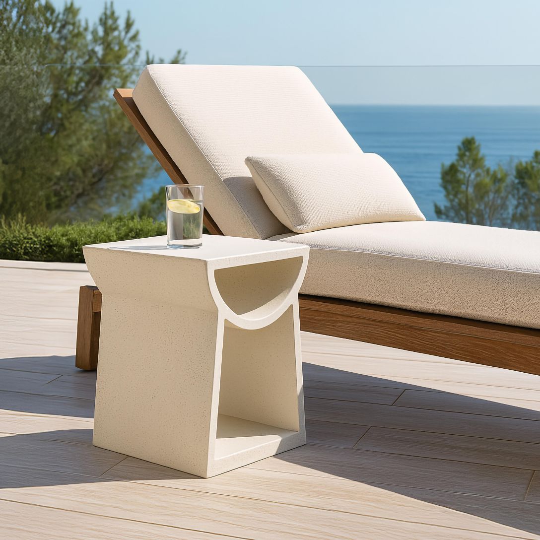 Emissary Ole White Terrazzo Garden Stool