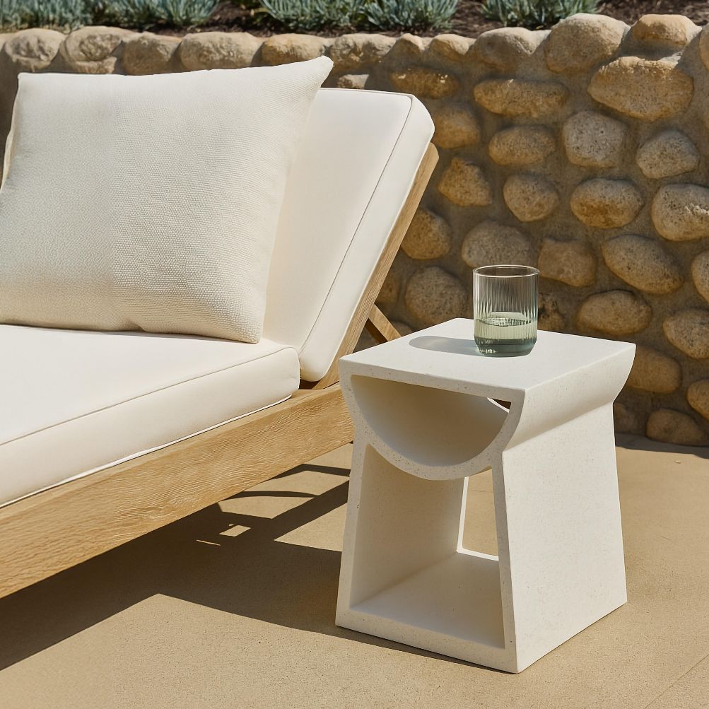 Emissary Ole White Terrazzo Garden Stool