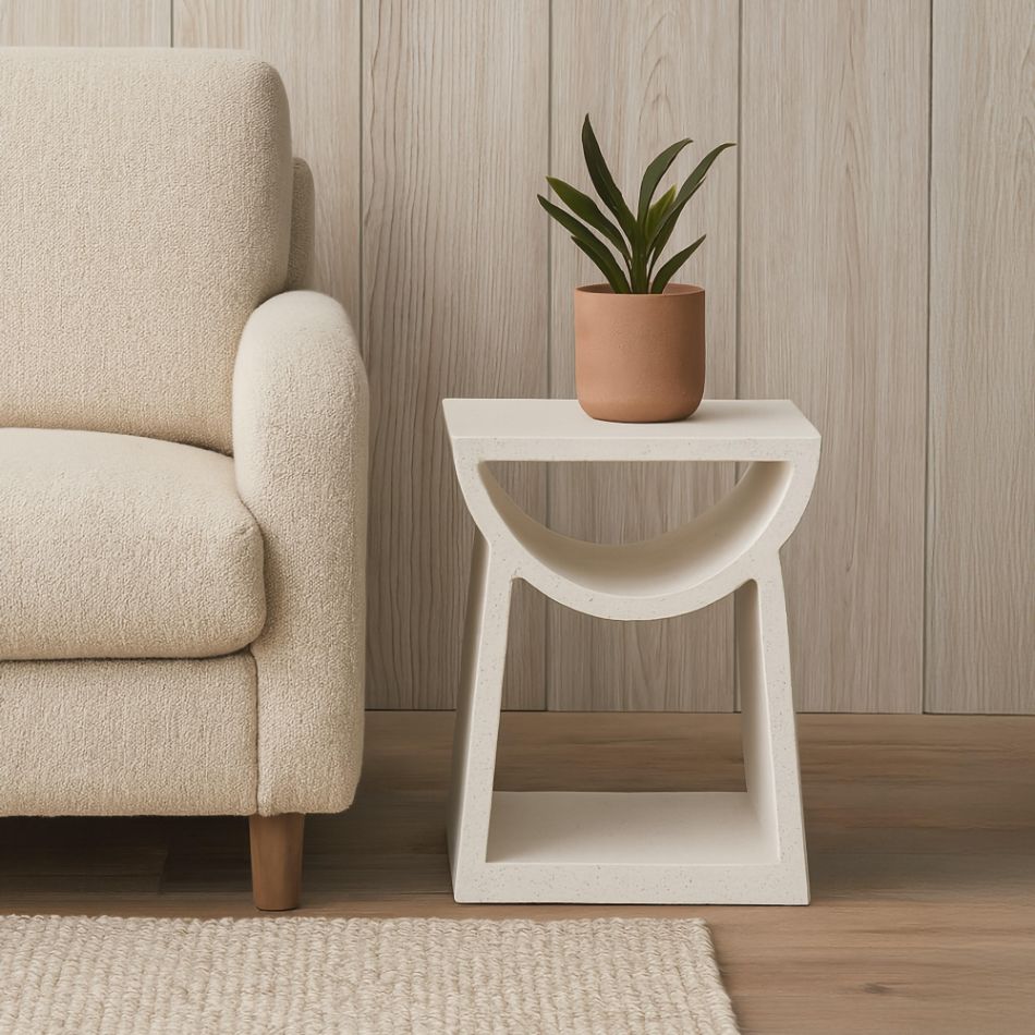 Emissary Ole White Terrazzo Garden Stool