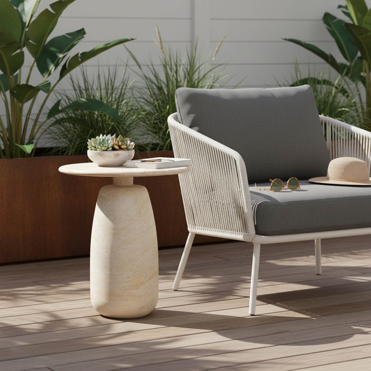 LH Home Olympia Concrete Outdoor Side Table