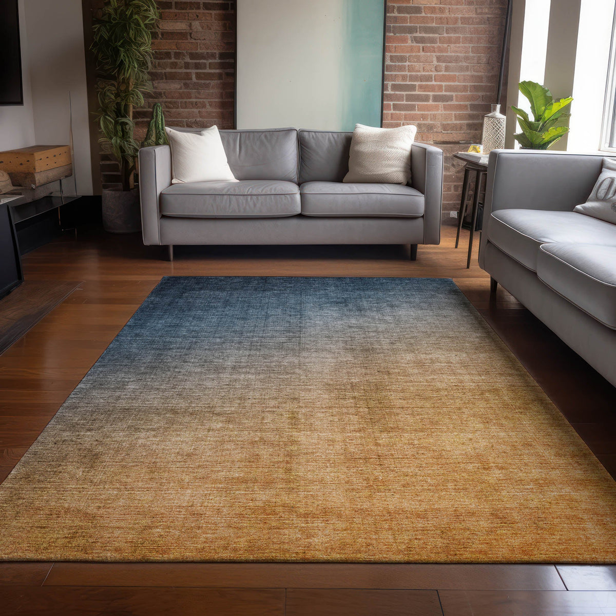 Addison Rugs Ombre Blue Washable Indoor-Outdoor Rug