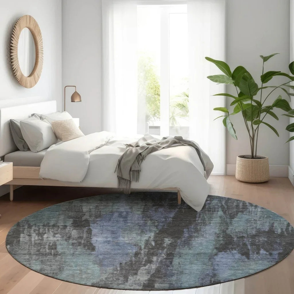 LOOMLAN Rugs Onyxelle Blue Washable Indoor-Outdoor Rug
