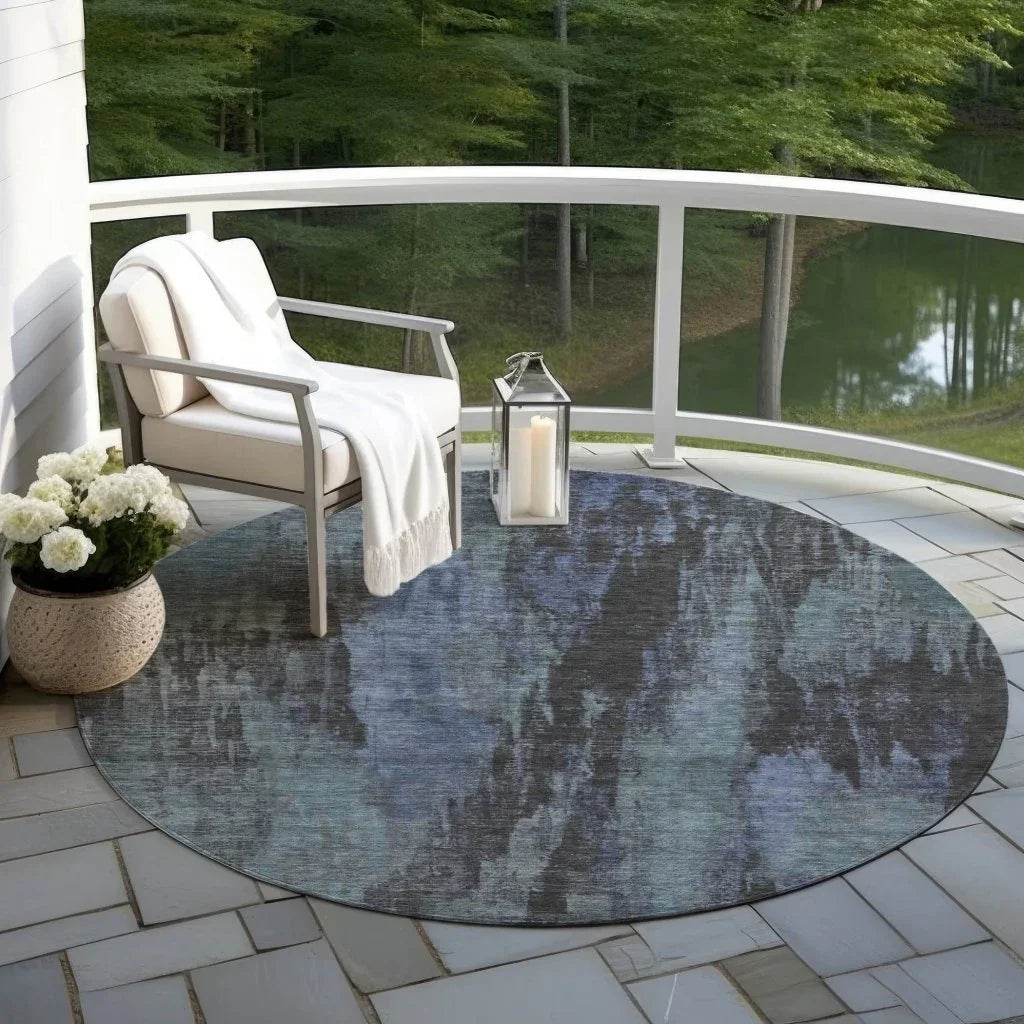 LOOMLAN Rugs Onyxelle Blue Washable Indoor-Outdoor Rug