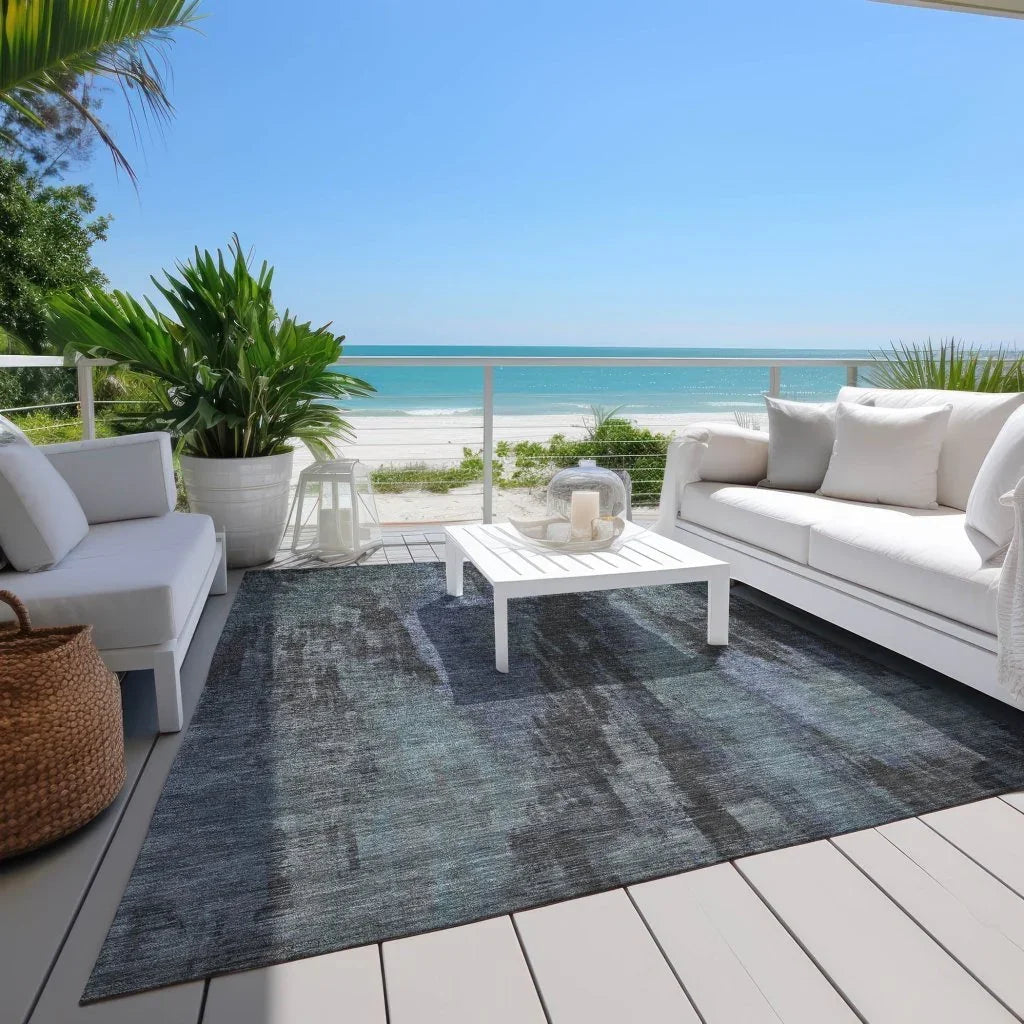 LOOMLAN Rugs Onyxelle Blue Washable Indoor-Outdoor Rug