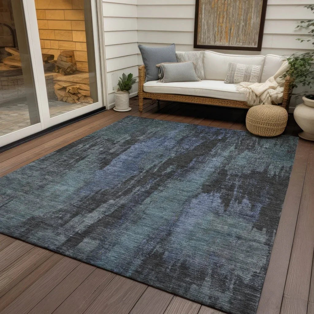 LOOMLAN Rugs Onyxelle Blue Washable Indoor-Outdoor Rug