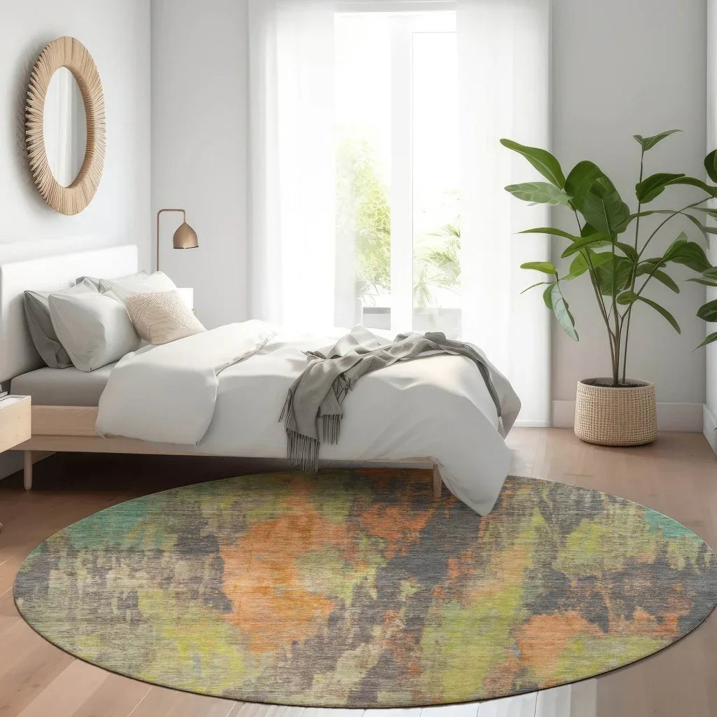 LOOMLAN Rugs Onyxelle Orange Washable Indoor-Outdoor Rug