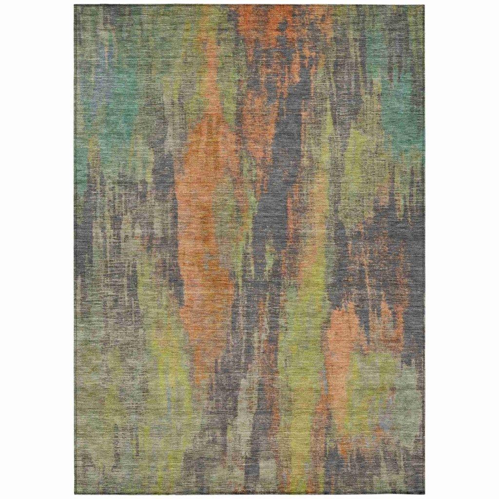 LOOMLAN Rugs Onyxelle Orange Washable Indoor-Outdoor Rug