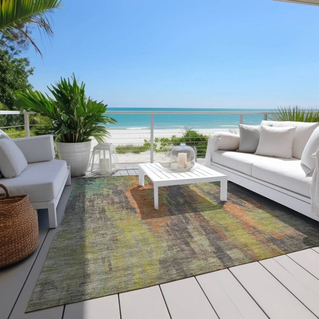 LOOMLAN Rugs Onyxelle Orange Washable Indoor-Outdoor Rug
