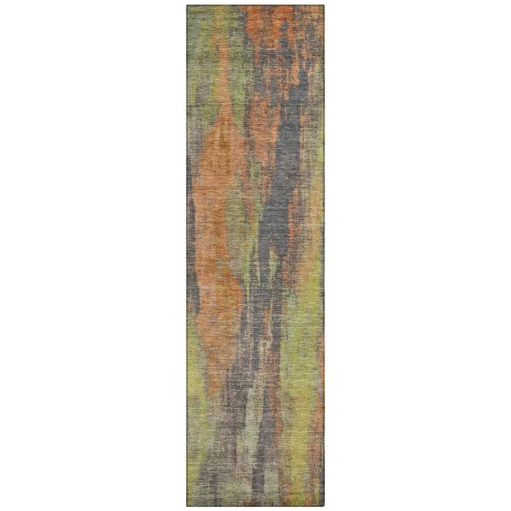LOOMLAN Rugs Onyxelle Orange Washable Indoor-Outdoor Rug