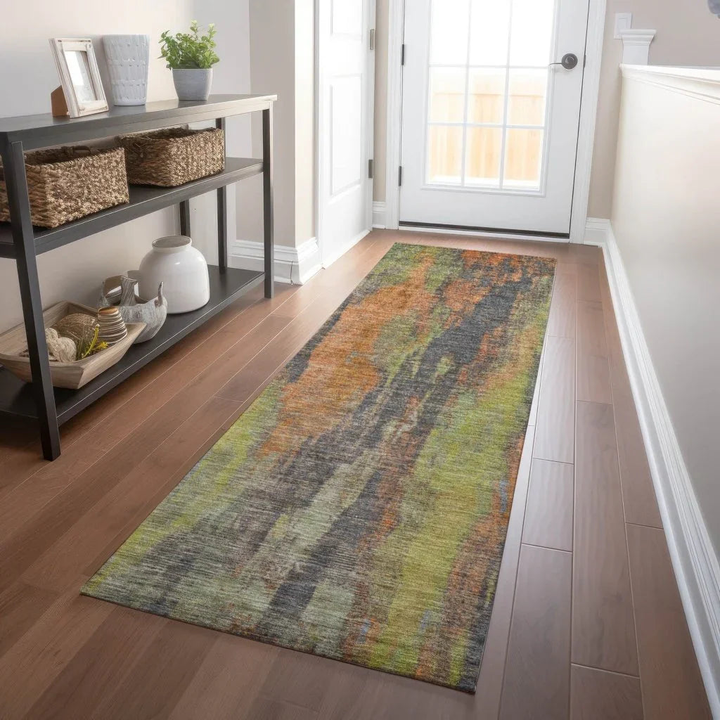 LOOMLAN Rugs Onyxelle Orange Washable Indoor-Outdoor Rug