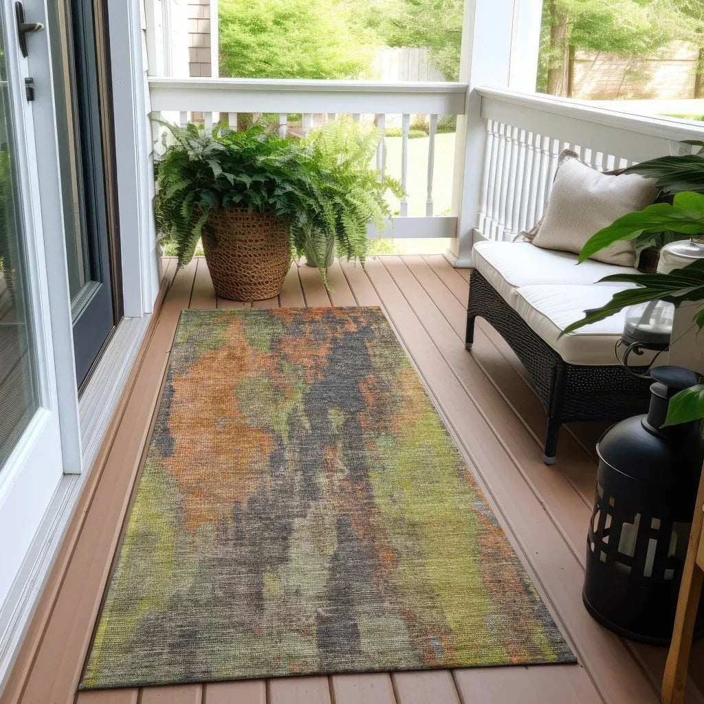 LOOMLAN Rugs Onyxelle Orange Washable Indoor-Outdoor Rug